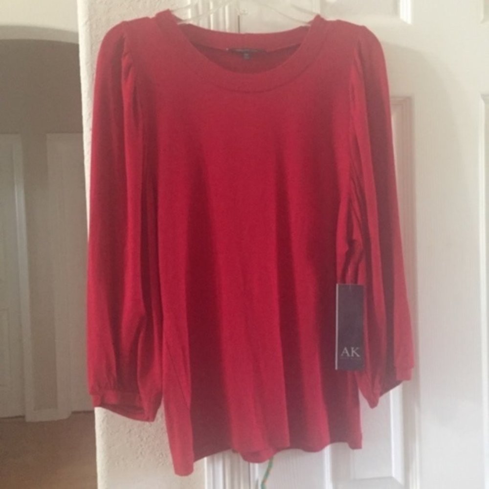 Anne Klein red 3/4 sleeve top PM